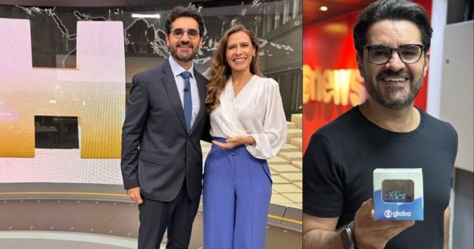 Marcelo Cosme apresenta o JH de forma esporádica e faz parte da equipe do GloboNews em pauta (Foto Reprodução/Montagem/Instagram@mcosme)