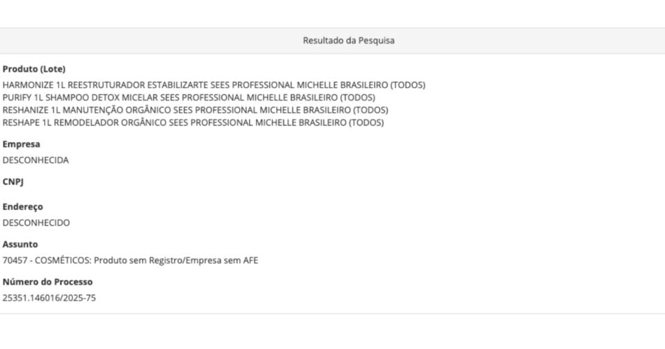 Proibição Anvisa Sees Professional (Foto: Reprodução / site oficial)