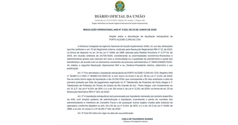 Resolução ANS Nº 3.021 (Foto: Reprodução / site oficial do governo)