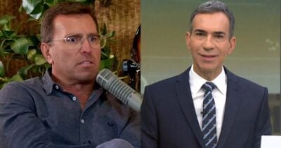 Rodrigo Bocardi e César Tralli no Jornal Hoje (Fotos: Reproduções / YouTube / Globo)