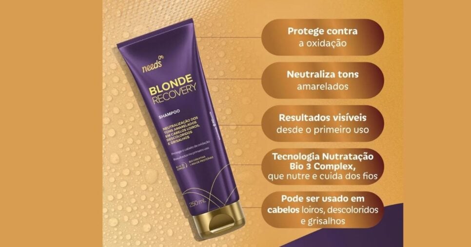. Shampoo desamarelador Needs Blonde Recovery