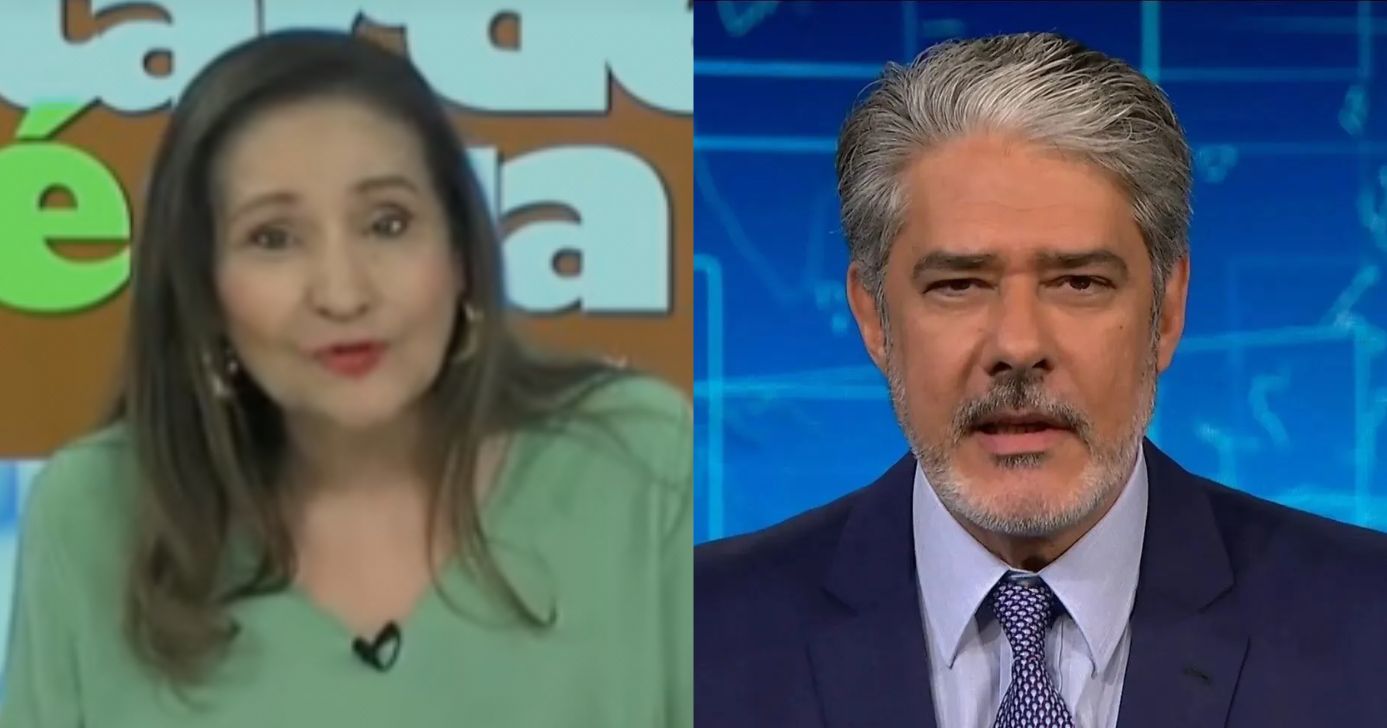 Sonia Abrão no A Tarde É Sua e William Bonner no Jornal Nacional (Fotos: Reproduções/ RedeTV / Globo)