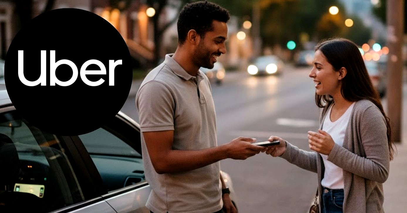 Descubra se o motorista da Uber recebe algo ao devolver o celular (Foto Reprodução/Montagem/Lennita/Tv Foco/Canva/GMN/Uber)