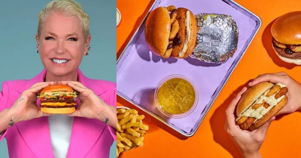 Xuxa e produtos da rede de fast-food XBloom (Fotos: Divulgações / BandaB)
