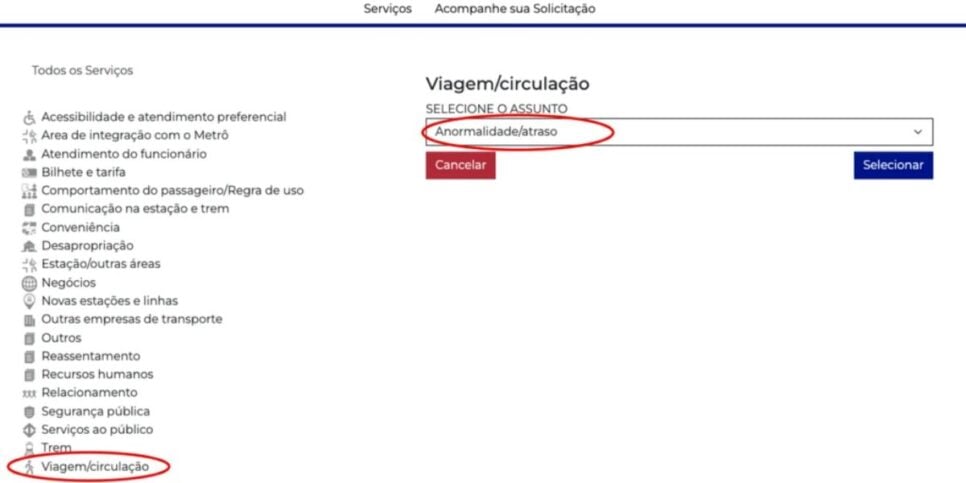 Exemplo de solicitação do atestado de atraso no metrô (Reprodução: Divulgação)