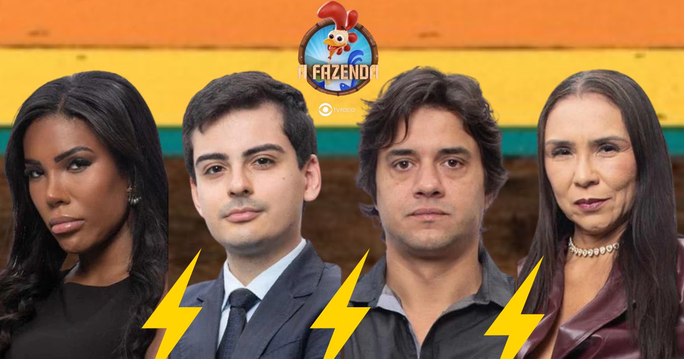 Carol, Dudu Camargo, Guilherme Boury e Yoná estão na roça de A Fazenda 17 (Foto: Reprodução / Record Plus / Montagem TV Foco)
