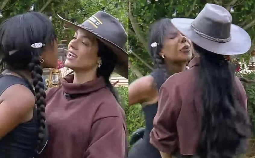 Carol Lekker e Rayane Figliuzzi trocam xingamentos em A Fazenda 17 (Foto: Reprodução / Record Plus)