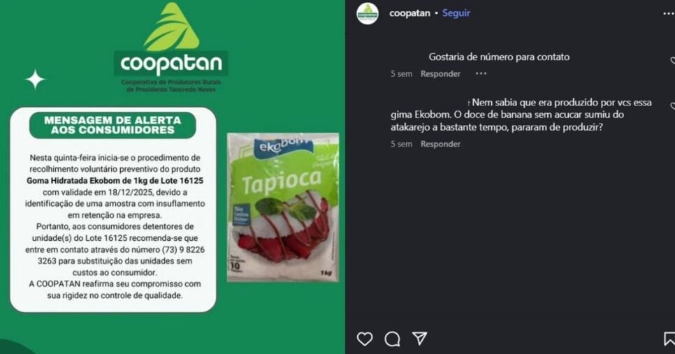 Manifestação da Coopatan (Foto Reprodução/Instagram@Coopatan)