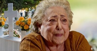 Ilustração de Rosa em cemitério em Dona de Mim (Foto: Reprodução / Globo / Montagem TV Foco)