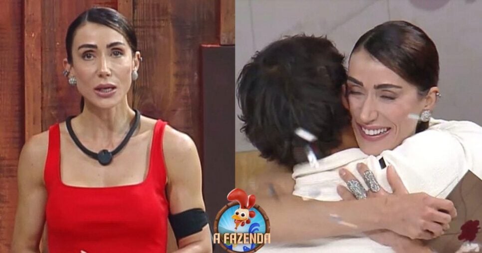 Michelle Barros e Shia em A Fazenda 17 (Foto: Reprodução / Record Plus / Montagem TV Foco)