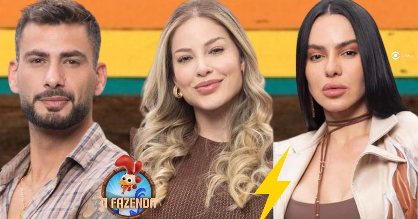 Nizam, Saory e Tamires em A Fazenda 17 (Foto: Reprodução / Record / Montagem TV Foco)