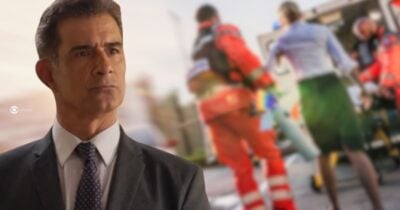 Ilustração de Ricardo sofrendo acidente em Dona de Mim (Foto: Reprodução / Globo / Montagem TV Foco)