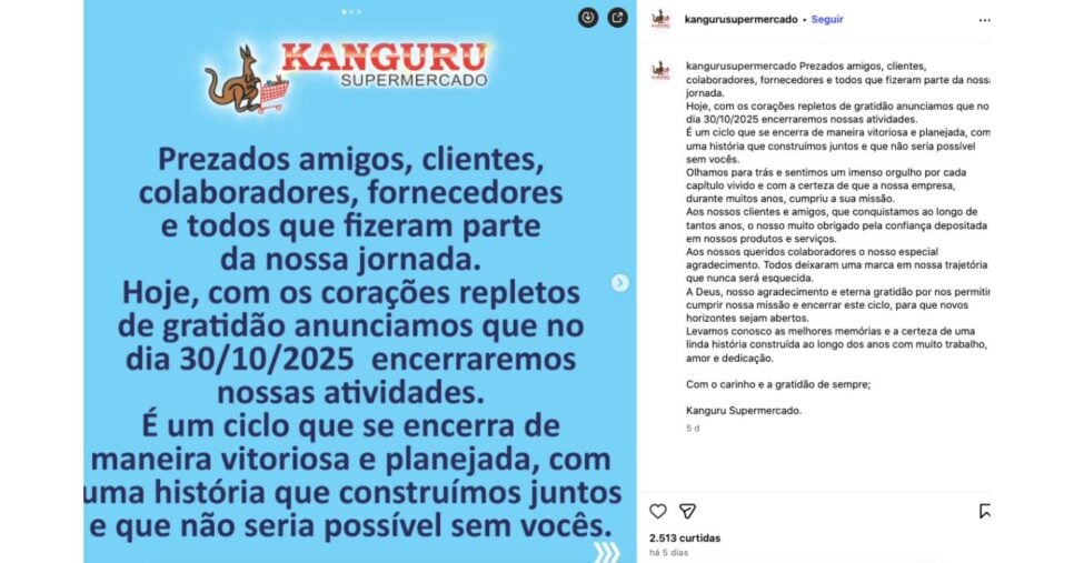 Anúncio Supermercado Kanguru (Foto: Reprodução / Instagram)