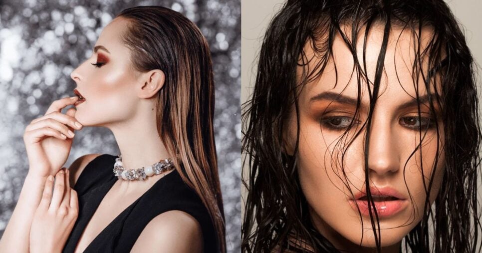 Cabelo com penteado Efeito molhado (wet hair) - Foto: Montagem