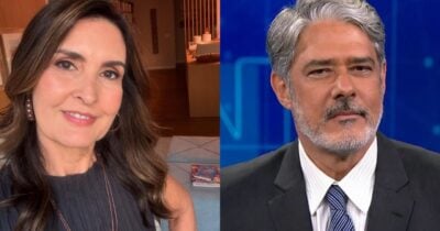 Fátima Bernardes e William Bonner no Jornal Nacional (Fotos: Reproduções / Instagram / Globo)