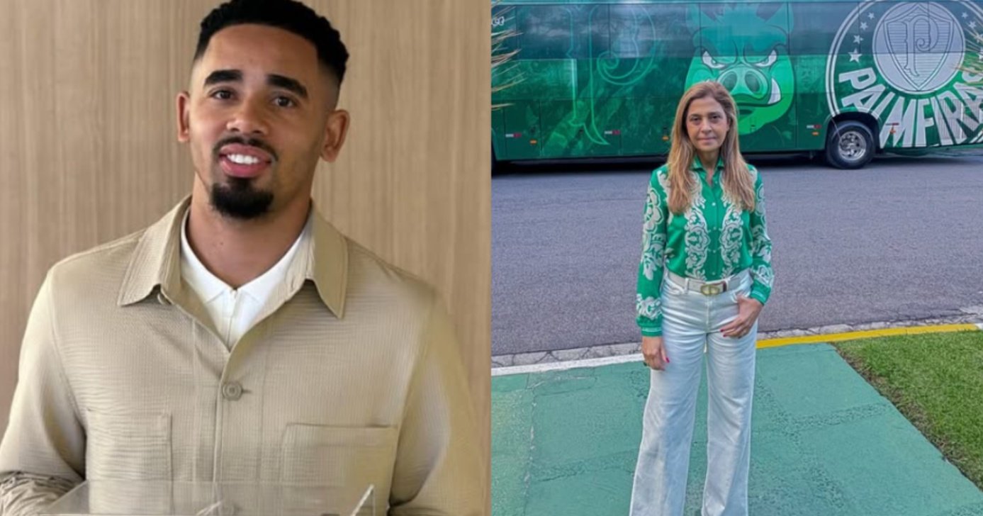 Gabriel Jesus e Leila Pereira, presidente do Palmeiras (Foto: Reprodução/ Internet)