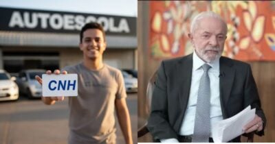 Ilustração autoescola, homem segurando CNH e Luiz Inácio Lula da Silva (Fotos: Reproduções / Canva / GMN / Globo)