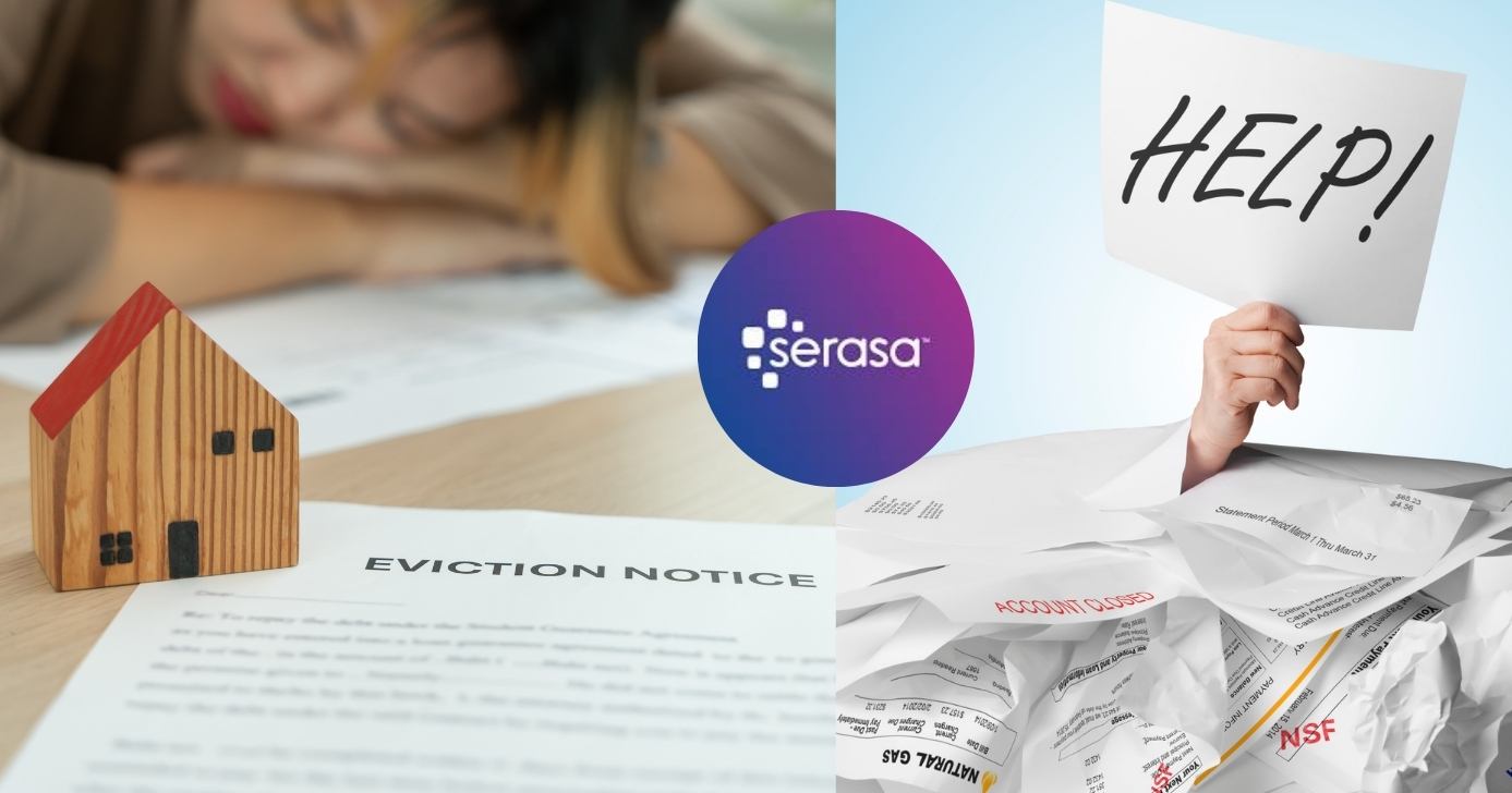 Ilustração penhora de bens, dívidas e logo Serasa (Fotos: Reproduções / Canva / Internet)