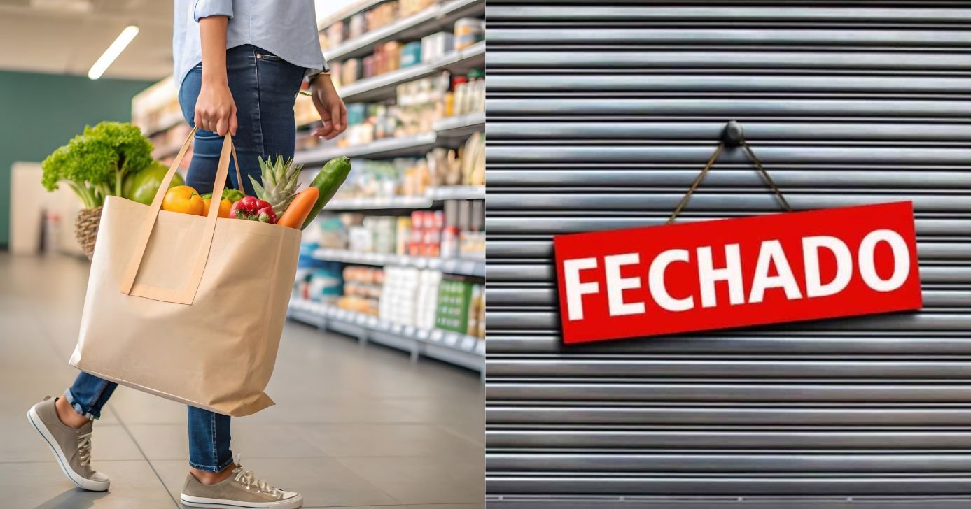 Ilustração supermercado fechado (Fotos: Canva)