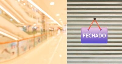 Ilustrações shopping e loja fechada (Fotos: Canva)