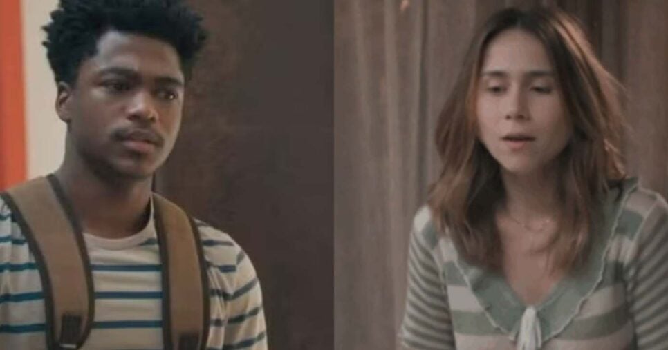 Júnior (Guthierry Sotero) e Lucélia (Daphne Bozaski) em Três Graças (Fotos: Reproduções / Globo)