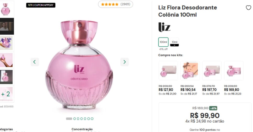 Liz Flora Desodorante Colônia 100ml (Foto: Reprodução)