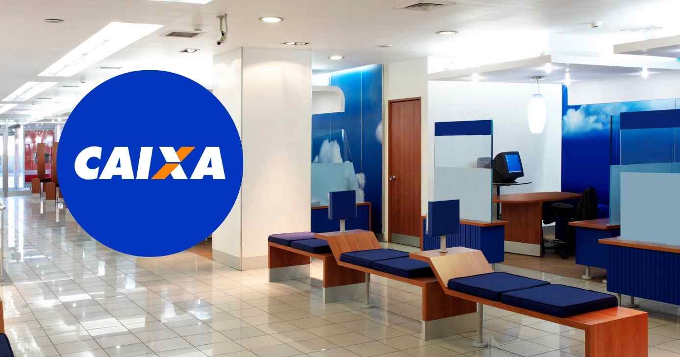 Logo Caixa e ilustração agência (Fotos: Reproduções / Internet / Canva)