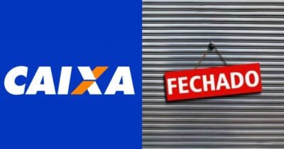 Logo Caixa e loja fechada (Fotos: Reproduções / Internet / Canva)