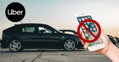 Logo Uber, carros e ilustração aplicativo bloqueado (Fotos: Reproduções / Canva / Internet)