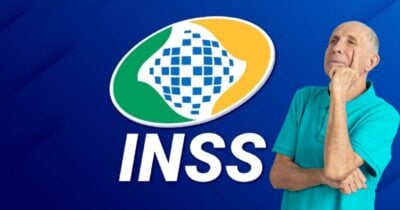 Logo do INSS e idoso pensando (Fotos: Reproduções / Internet / Canva)