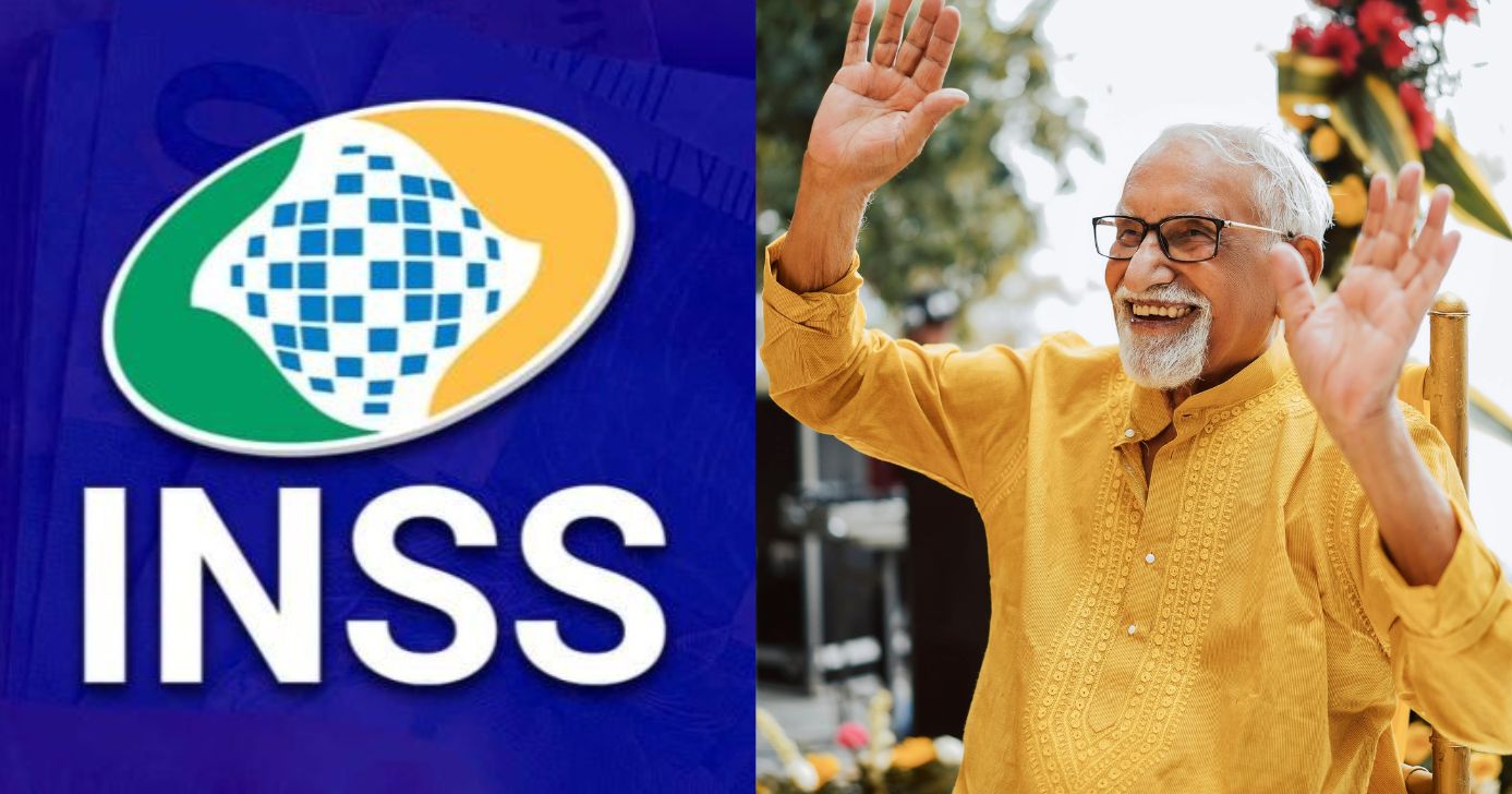 Logo do INSS e idoso (Fotos: Reproduções / Internet / Canva)