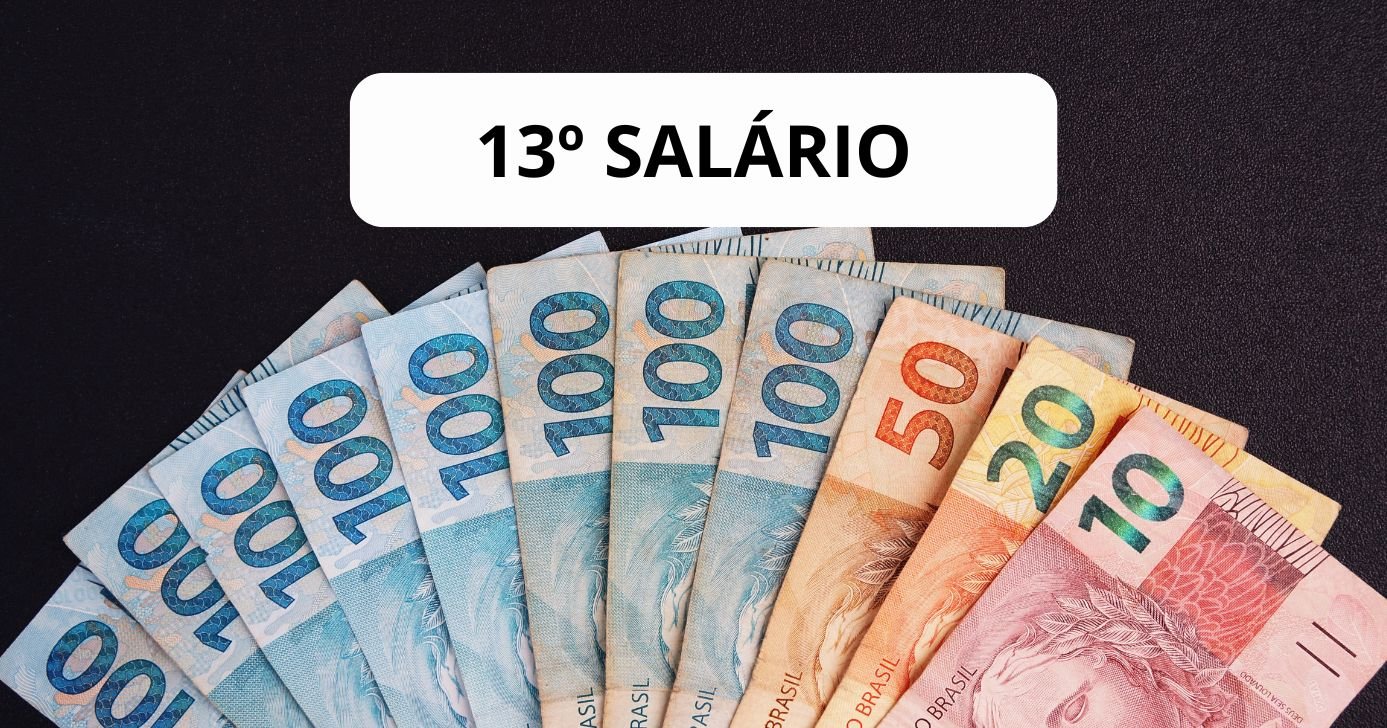 Notas de real e ilustração 13º salário (Fotos: Canva)