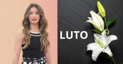 Patrícia Poeta no Encontro e imagem de luto (Fotos: Reproduções / Globo / Canva)