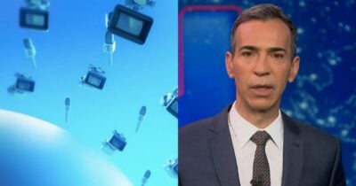 Plantão urgente e César Tralli (Fotos: Reproduções / Globo)