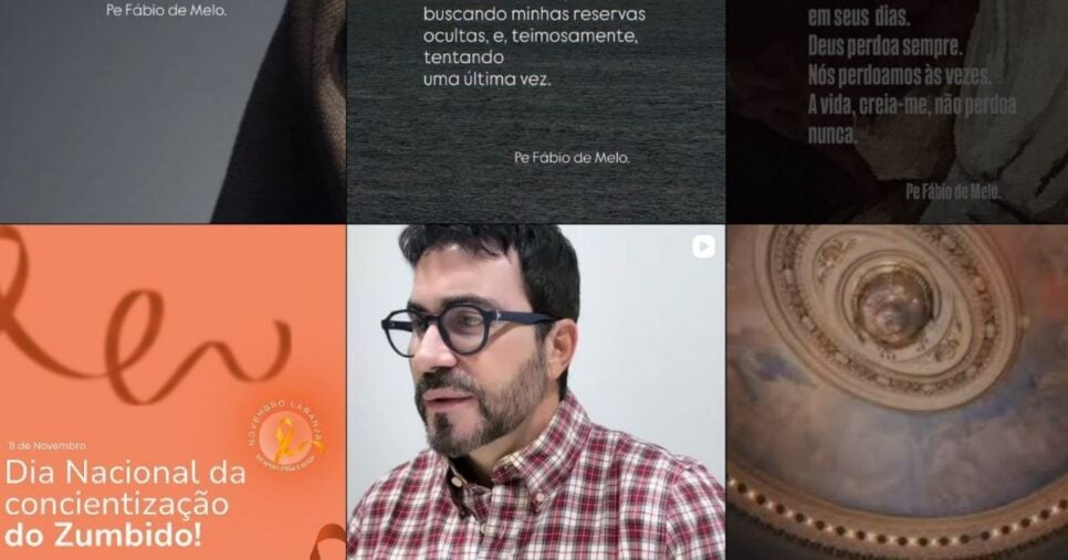 Padre Fábio de Melo usa suas redes sociais para compartilhar reflexões e mensagens (Foto Reprodução/Montagem/Instagram@pefabiodemelo)