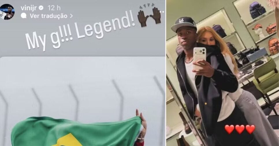 Stories do Instagram de Vini Jr e imagem apagada (Fotos: Reproduções / Instagram)
