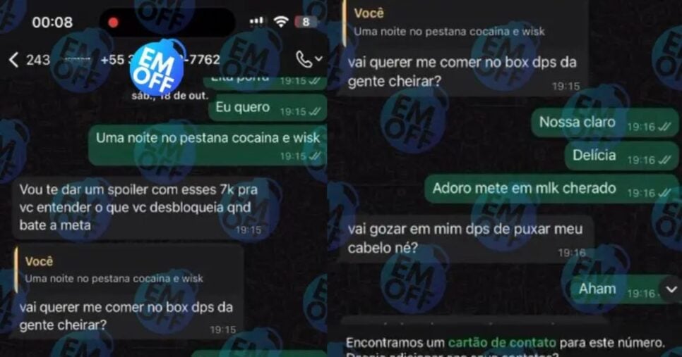 Suposto print de conversa entre Lucas Lobato e homem (Foto: Reprodução / Erlan Bastos)