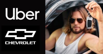 Uber, Chevrolet e homem segurando chave de carro (Fotos: Reproduções / Internet / Canva)