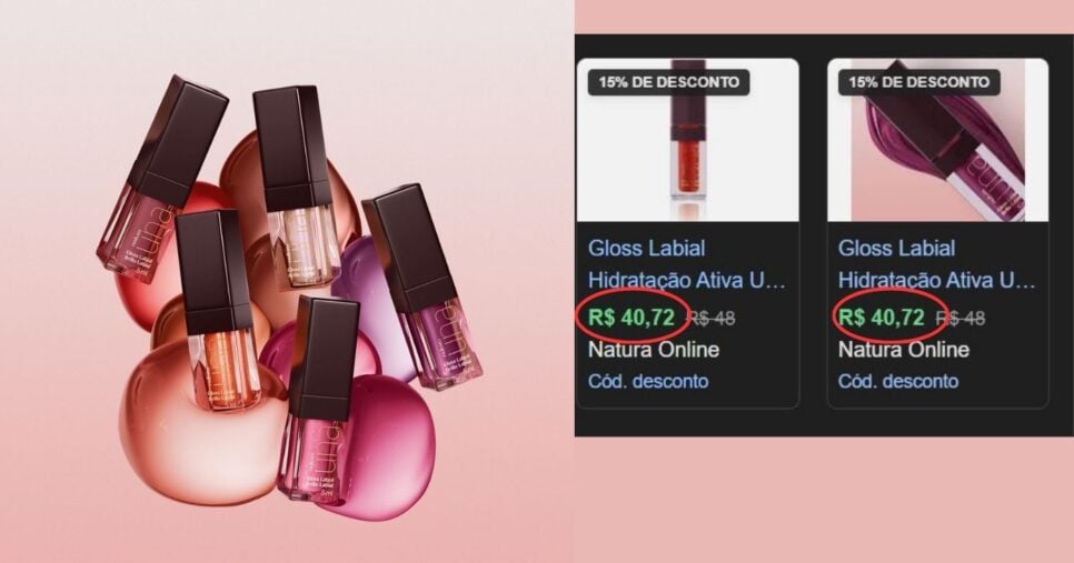 Gloss Hidratação Ativa Una (Foto Reprodução/Montagem/TV Foco/Lennita/Natura)