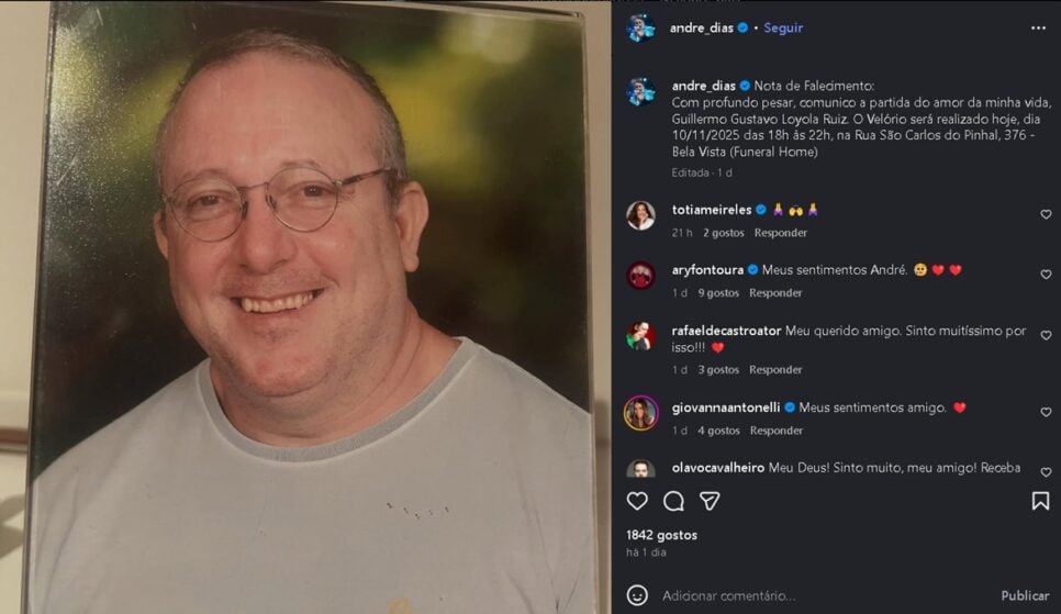André Dias lamenta morte do marido – Foto: Reprodução/Instagram

