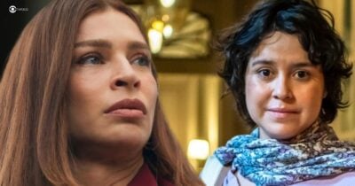 Arminda (Grazi Massafera) e Cláudia (Lorrana Moussinho) em Três Graças (Foto: Reprodução / Globo / Montagem TV Foco)