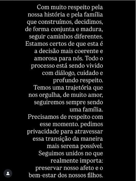 Comunicado de Ivete Sangalo e Daniel Cady - Foto; Instagram