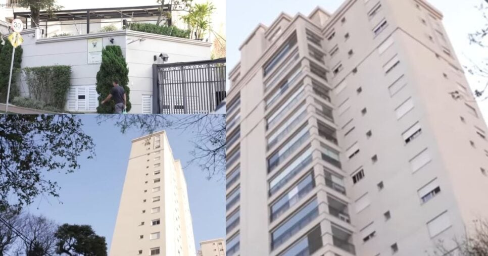 Prédio com apartamentos de Luxo em SP onde o casal Nardoni vivem (Foto Reprodução/Montagem/Lennita/TV Foco/ Domingo Espetacular/Record)