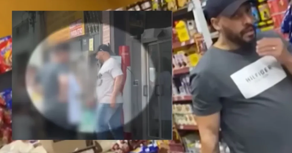 Alexandre Nardoni flagrado em um supermercado (Foto Reprodução/Montagem/TV Foco/ Imagem exibida no programa Cidade Alerta/ Record/YouTube)
