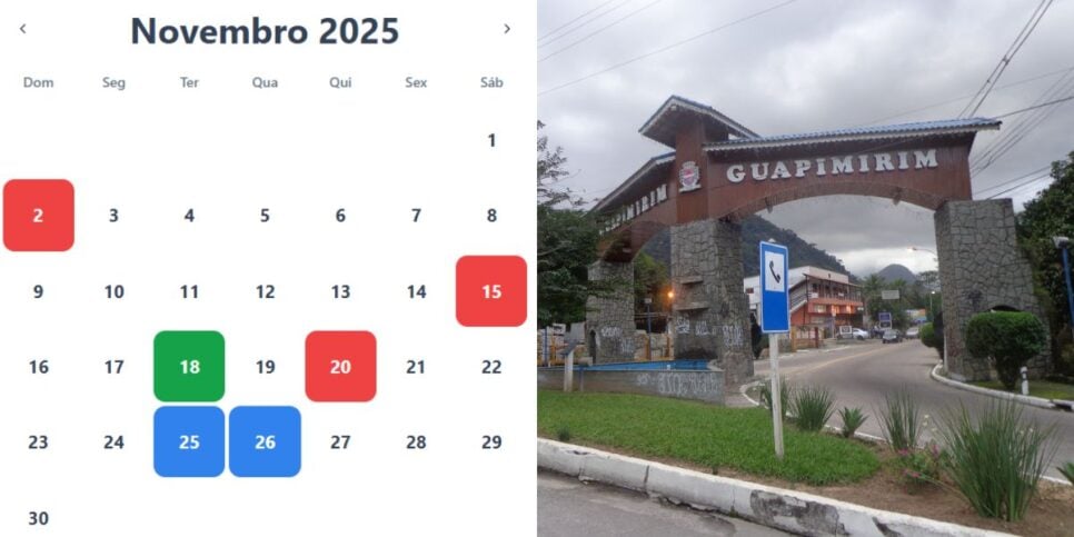 Feriado municipal em Guapimirim nos dias 25 e 26 de novembro (Reprodução: Montagem TV Foco)