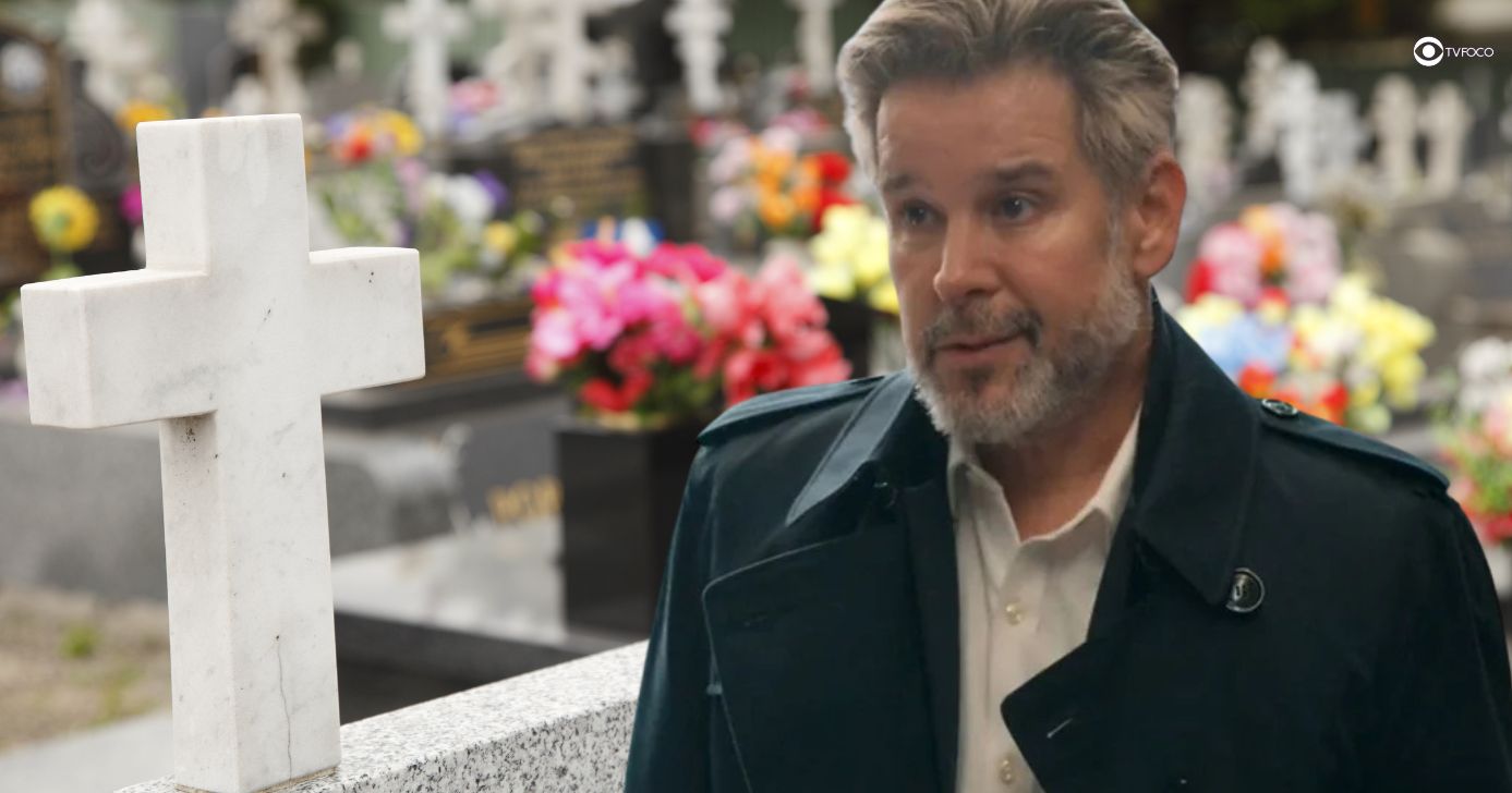 Ilustração de Ferette em cemitério em Três Graças (Foto: Reprodução / Globo / Montagem TV Foco)