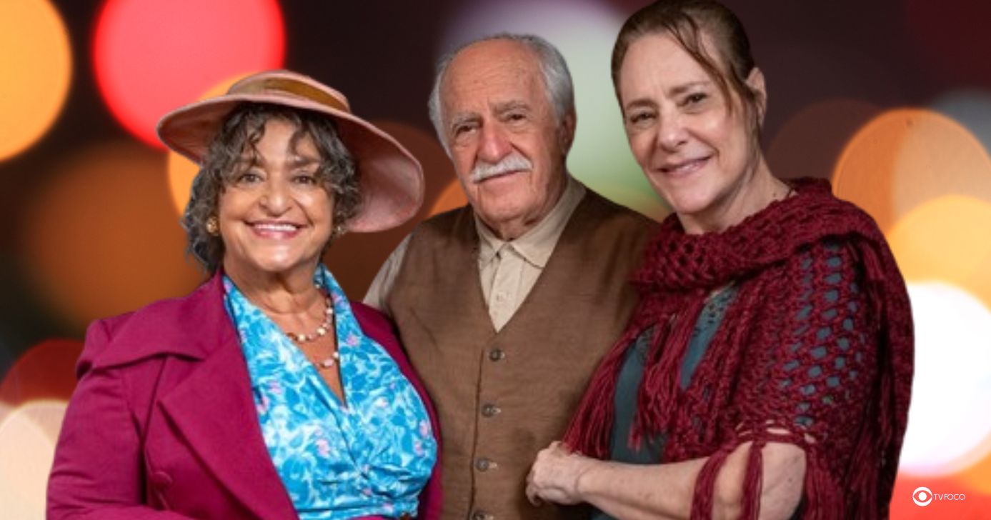 Jocasta, Quinzinho e Cunegundes em Êta Mundo Melhor! (Foto: Reprodução / Globo / Montagem TV Foco)