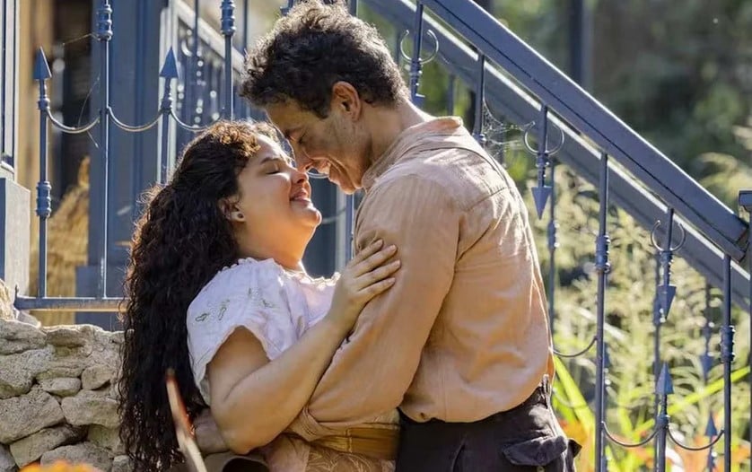 Maria Divina (Castorine) e Zé dos Porcos (Anderson Di Rizzi) em Êta Mundo Melhor! (Foto: Reprodução / Globo)
