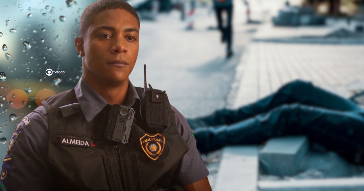 Marlon e ilustração de homem baleado em Dona de Mim (Foto: Reprodução / Globo / Montagem TV Foco)