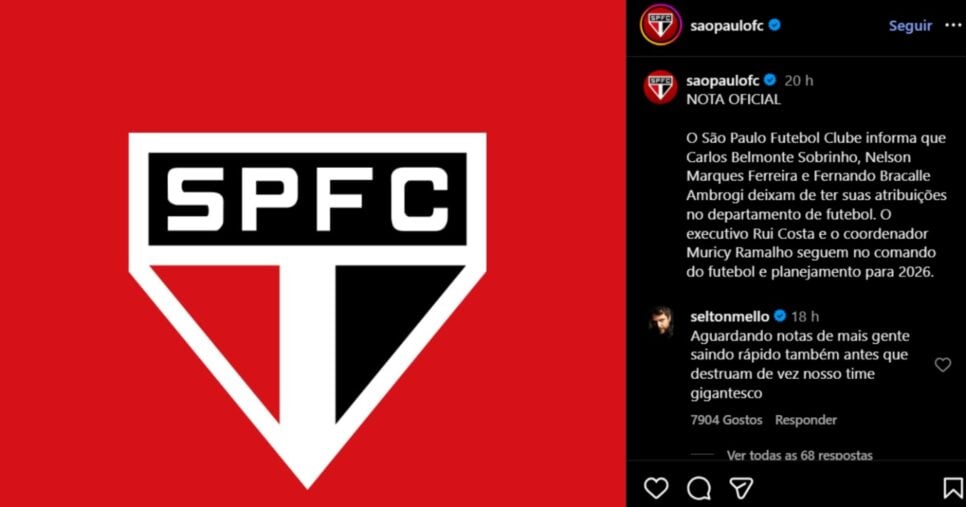 Nota oficial do São Paulo - Foto: Instagram